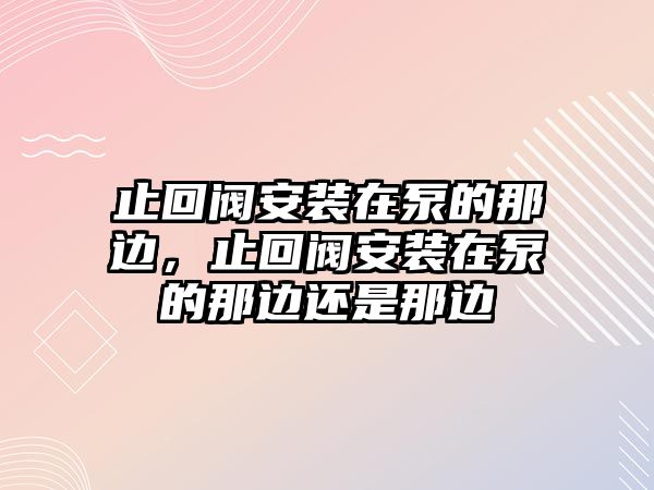 止回閥安裝在泵的那邊，止回閥安裝在泵的那邊還是那邊